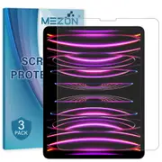 [3 Pack] Apple iPad Pro 12.9" 2022 M2 Ultra Clear Film Screen Protector by MEZON – Face ID Compatible, Case and Pencil Friendly (iPad Pro 12.9", Clear)