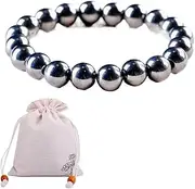 [SIXAOAZZ] Terahertz Beaded Elastic Bracelet 8mm Natural Trace Element Energy Stone To Enhance Physical Fitness Safe and Fashionable Round Beads Bracelet Unique and Elegant Unisex Suitable for Any Occasion,