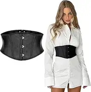 [Marjoramy] Women's Corset Belt Underbust, Lace-Up Corset with Boned, Elastic Waspie Belt for Waist, Lace-Up Corset Belt for Women, Steampunk Renaissance Pirate Halloween Cosplay Costume