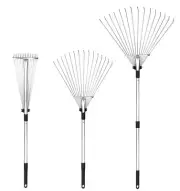 Buyplus Adjustable Garden Leaf Rake - 24 to 63 Inch Telescopic Metal Rake, Ex...