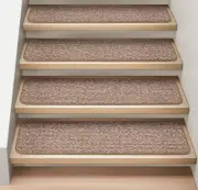 Set of 15 ATTACHABLE Carpet Stair Treads PRALINE BROWN runner rugs