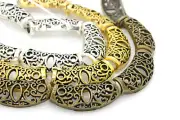 Cutout Tibetan Antiqued Flat Curved Oval 32mm x 14mm Spacer Beads Stopper
