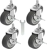 AAGUT 3" Swivel Caster Wheels, 4 Pack 5/16"-18 x 1 Threaded Stem Mount Dust Cover TPR Heavy Duty Casters Replacement for Carts, Furniture, Dolly,Trolley, Workbench,Each Bearing 150Lbs