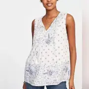 Old Navy white and and blue boho peasant top size small NWT