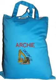 Kids Shopping Tote | Book / Library Bag | Construction | Digger | 1st Name FREE