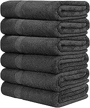 Quba Linen Luxury Hotel & Spa 100% Cotton Premium Bath Towels Set of 6 - 24x48 inch Ultra Soft Large Bath Towel Set Highly Absorbent Daily Usage Ideal for Pool and Gym Pack of 6