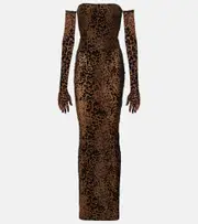 [Alex Perry] Alex Perry Leopard-print corset gown AU 14 brown