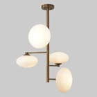 Mid Century Four Globe Light Brass Sputnik Chandelier Pendant Light Ceiling Fixt
