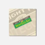 Montego Bay Retro Travel Tin Sign 4'' X 4'' Square Wooden Coaster