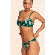 Teal Shell Tie Dye Boomerang Tanga Bikini Bottoms, Teal
