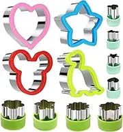 Stainless Steel Sandwiches Cutter Set, Mickey Mouse & Dinosaur & Heart & Star Shapes Sandwich Cutters Cookie Cutters Vegetable Cutters-Food Grade Cookie Cutter Mold for Kids (Big+Small, 12pack)