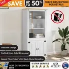 White Storage Cupboard Storage Cabinet Kitchen Dining 1.7m Rustic Whitewash