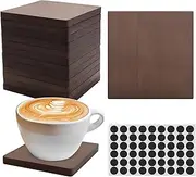 12 PCS 4 Inch Wood Coasters for Drinks, Square Walnut Wooden Coasters with Non-Slip Mat for Tabletop Protection Coffee Table Bar Kitchen Home Dinner Table Decor for Housewarming Gifts, Mom Gifts ﻿