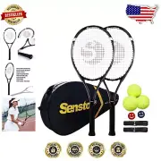 27-Inch Tennis Racket Set for Adults - 2 Rackets, 3 Balls, Grips & Dampers