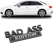 Bad Ass Edition Emblem, 3D Car Stickers and Decals, Car Emblem Badge 3D Sticker Decal, Cool Badge Decoration Decal for SUV, Truck, Laptop (Black+RED) (Black+White)