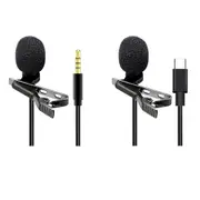 Clip-on Lapel Mini Lavalier Mic Microphone 3.5mm/Type C Mobile Phone PC Recording