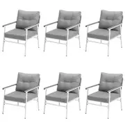 Livsip 6x Outdoor Chairs Setting Garden Patio Armchair Lounge Sofa White