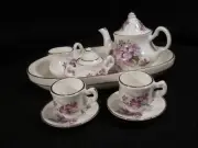 Blue Waters Staffordshire England Mini Tea Set ~Violets Teapot Teacups