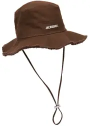 Jacquemus Le Bob Artichaut Canvas Bucket Hat, Bucket Hat, Brown 58