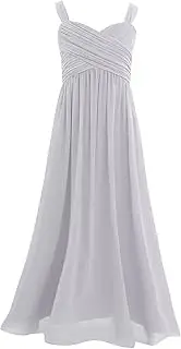 [Yhong] Kids Chiffon Flower Girl Dress Pleated A-line Wedding Pageant Party Bridesmaid Maxi Gown