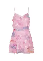 Loveshackfancy Agrace Ruffled Chiffon Mini Dress - Pink - 8 8