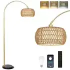 Gold Floor Lamps for Living Room, Arc Floor Lamp with Remote & Dimmable Bulb,...
