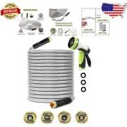 Ultra-Flexible 75ft Stainless Steel Garden Hose with Versatile Nozzle Included