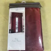 Jaclyn Smith Solid Faux Silk Panel 54" x 63” Solid Lined Taffeta New Red W4