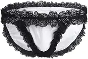 [YZMJYMHS] Women's Lingerie Men Lace Bowknot Underwear Sexy Thong Male Low Waist Thongs-Blanco_M