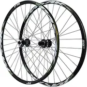 Bike Wheels 26" 27.5" 29" MTB Wheelset QR Disc Brake Mountain Bike Front 2 Rear 5 Bearing Hubs for 8-12 Speed Cassette Double Wall Rims (Color : Black-Green, Size : 27.5inch)