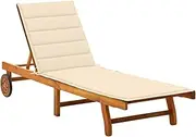 Garden Sun Lounger with Cushion Solid Acacia Wood Outdoor Seating, Sun Loungers