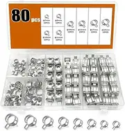 80Pcs/Set 7-18mm Spring Clip Hose Clamp Fastener Fuel Line Hose Water Pipe Air Tube Car Plumbing Tools