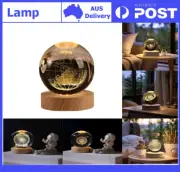 3D Crystal Ball Earth Moon Planet Globe Table Lamp LED Night Light Decor Gifts