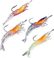 Simulation Shrimp Baits - Set of 4 Simulation Prawn Lures with Hook,Colorful Slow Sinking Bait, Angling Tackle Kits for All Water Layers