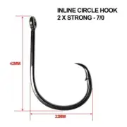 50pcs 2XStrong 7/0 Straight Eye Inline Circle Fishing Hooks Tackle Tournament