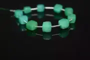 A++ Natural Green Chalcedony Cube Shape Faceted Gemstone 5" Beads For Jewelry