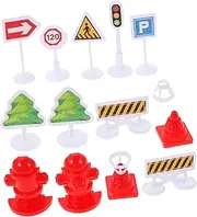 Kisangel 4 Sets Miniature Traffic Sign Road Signs for Playtime Enhance Traffic Knowledge Parent Interaction Lightweight Easy to Store