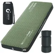 Self Inflating Sleeping Pad, 4in Ultra-Thick Foam Camping Single Mattress wit...