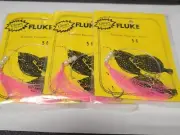 3 NJ Hand Tied 2/0 Hook w/GLOW Pink Bucktail/Beads Fluke/Summer Flounder Rig