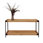 Detroit Industrial Loft Natural Oak Console Hall Table With Iron Base