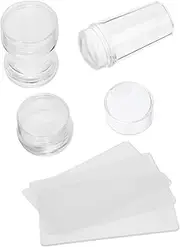 Mikinona Nail Art Stamping Tools Set 6pcs Silicone Nail Stamper with Scraper Hand