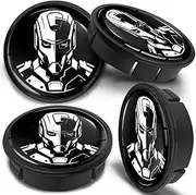 SkinoEu Set of 4 Hub Caps, Hub Caps, Wheel Hub Caps, Wheel Hub Caps with Silicone Sticker, 60 mm, Robot, Bot, CX 50