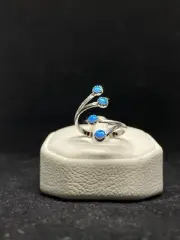 Native American Navajo blue fire opal sterling silver adjustable ring size 8