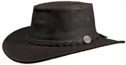 [Barmah] Squashy Full Grain Cowhide Leather Hat (XL, Brown)