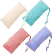 Hoement Exfoliating Soap Bag Mesh Pack Soap Pouch Anti-slip Base for Travel Outdoor Activities