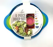 Gourmet Kitchen 8pc Prep Set Mixing Bowl Colander, Sifter, Measuring Cup DW Safe