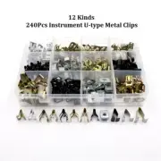 240Pcs U-type Metal Clips Car Console Instrument Panel Dash Trim Mixed Fastener (for: MG)