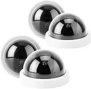 A sixx Hemisphere Camera Fake Camera, with Flashing Led Light Dummy Fake Dome Camera Dummy Fake Camera, 4pcs for Supermarkets, Hotels(White)