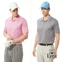 在飛比找Yahoo奇摩購物中心優惠-【Lynx Golf】男款歐洲進口絲光面料粉白點點圖樣典雅胸