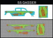 Hot Wheels(1/64),55 Gasser"Mysterymachine" Waterslide,Printed White First,Decals